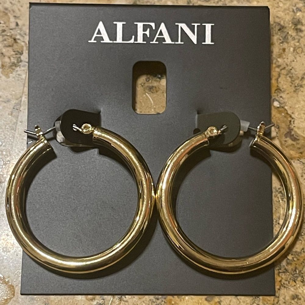 NWT ALFANI Gold-Tone Tube Extra Small Hoop Earrings, 1.3"